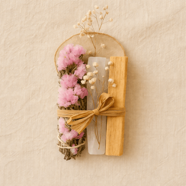Kit de purification à la sauge blanche et au Palo Santo – rituel pour élever l’intuition et harmoniser l’énergie féminine